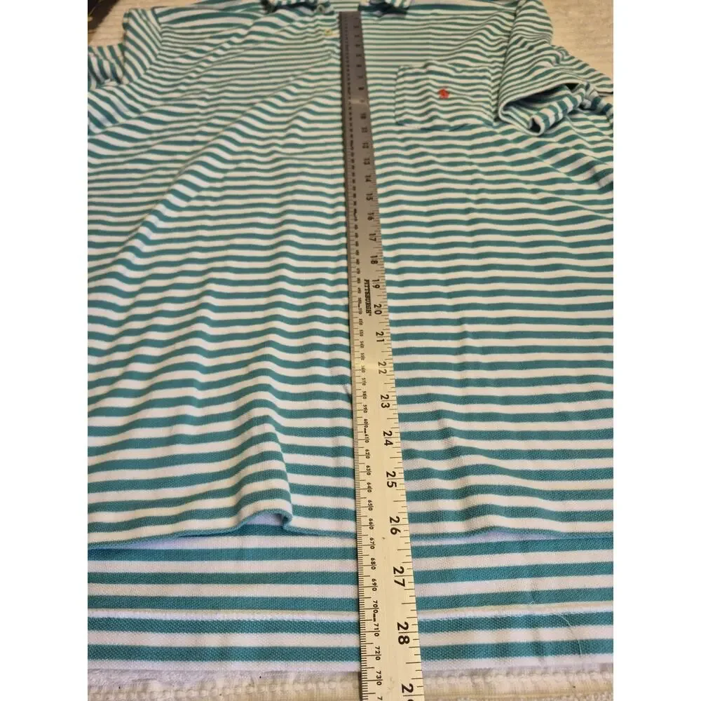 Polo By Ralph Lauren Mens Lrg 100% Cotton Blue / White Short Sleeve Pocket Shirt